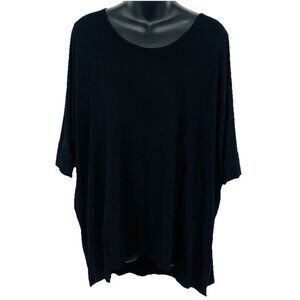 Allison Izu Misa Top Blouse Tunic Black Size Medium M Short Sleeve Scoop NWTNew